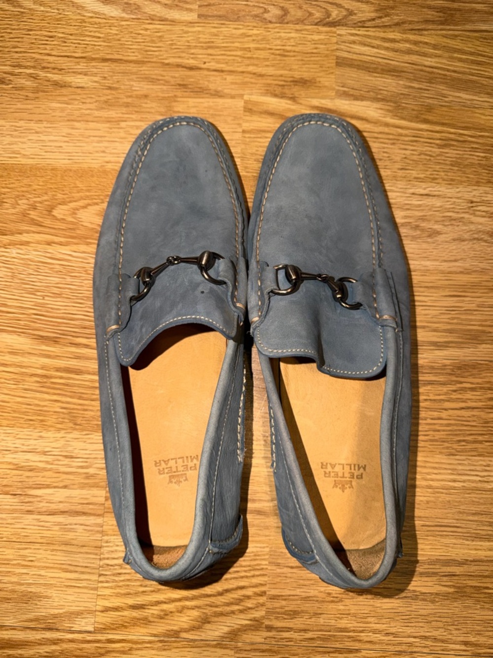 Peter Millar Slate Blue Suede Bit Loafers Sz 10.5